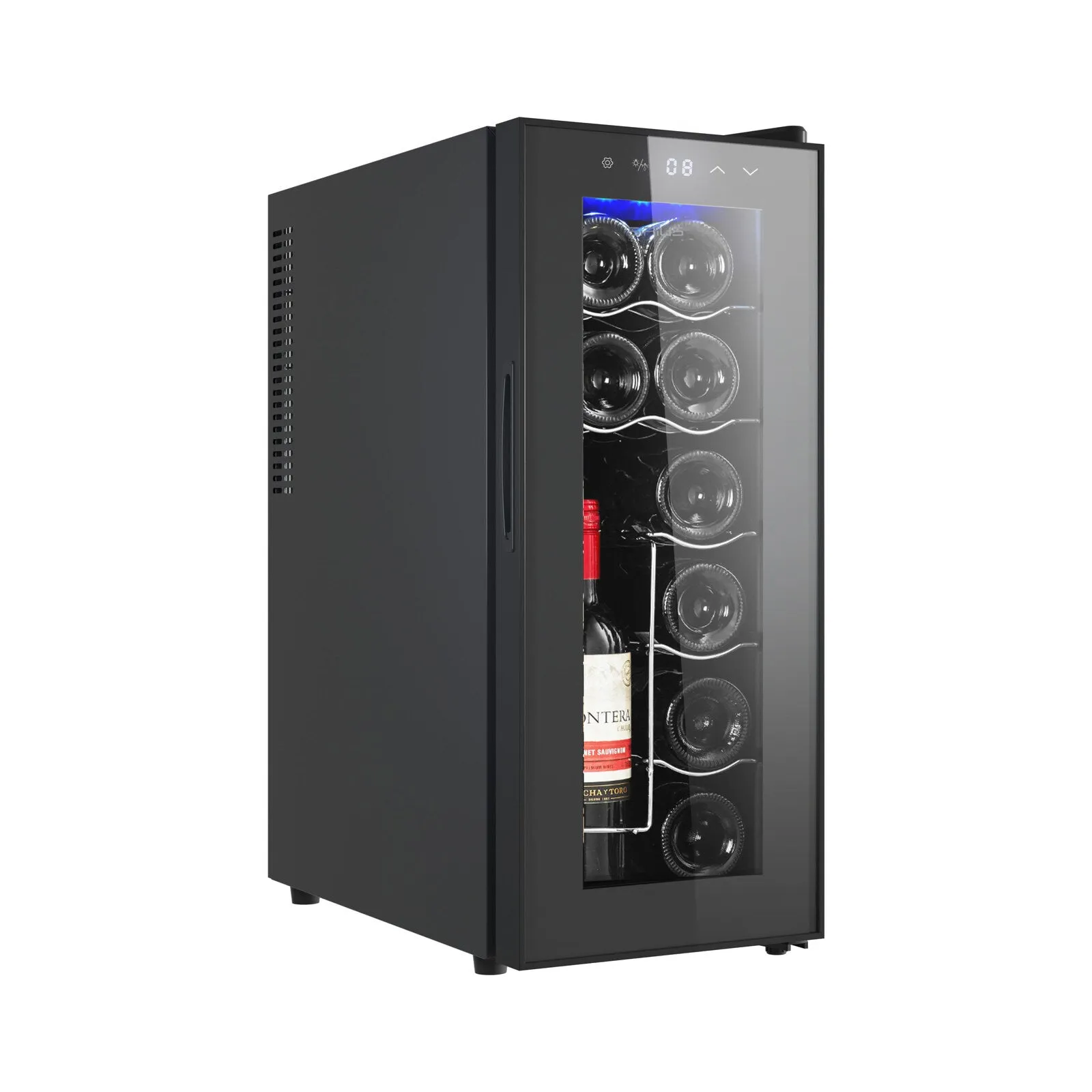 12 Bottle Wine Cellar Fridge with Glass Door Temperature Control & Cooler