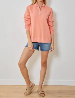 1/2 Zip Funnel Pullover In Coral