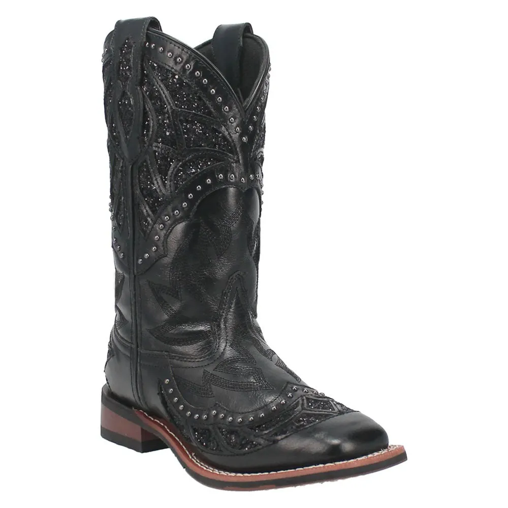 5970 Laredo Women's Eternity Western Cowboy Boot- Black with Glitter Inlay