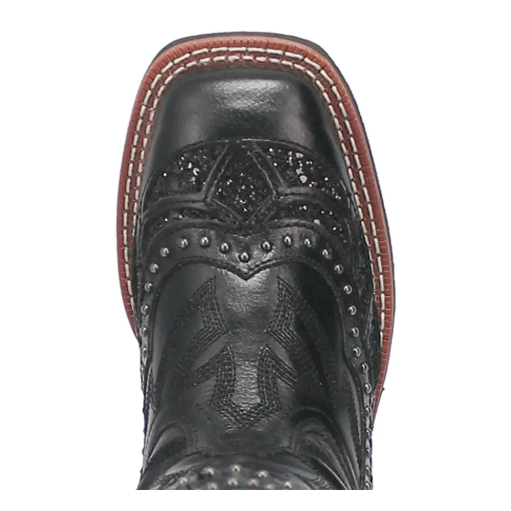 5970 Laredo Women's Eternity Western Cowboy Boot- Black with Glitter Inlay