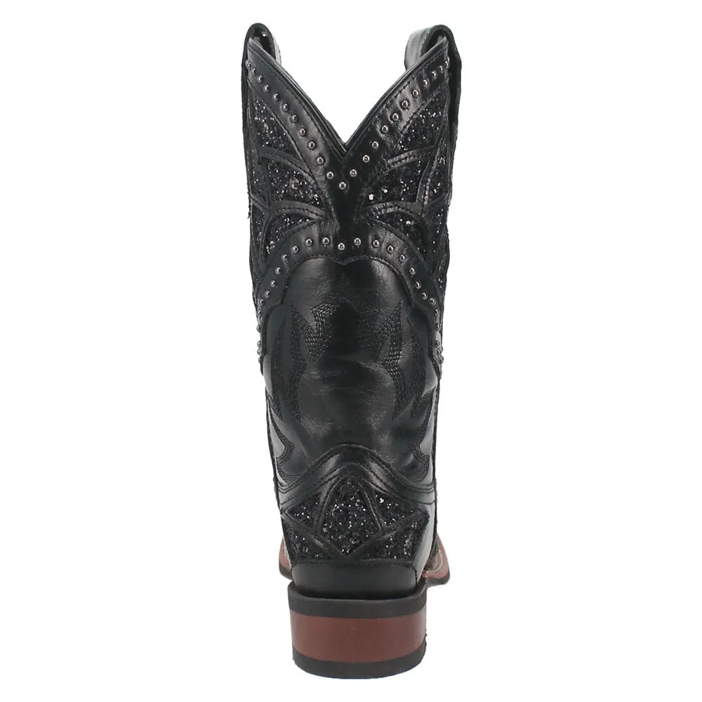 5970 Laredo Women's Eternity Western Cowboy Boot- Black with Glitter Inlay