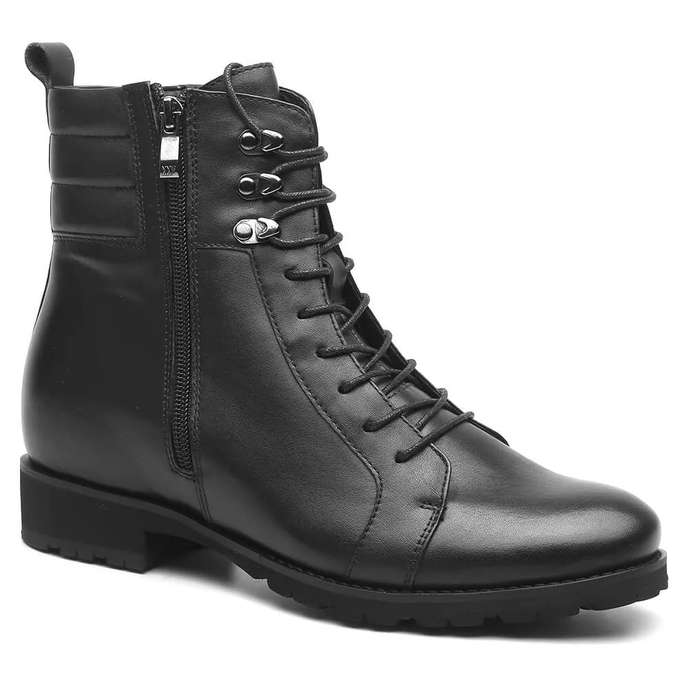 8 CM /3.15 Inches CMR CHAMARIPA Black Leather Motorcycle Boots for Men