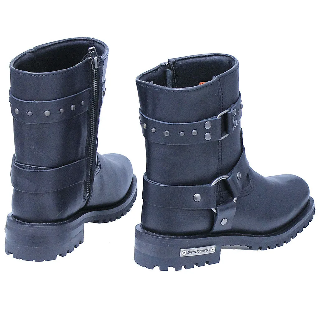 8 in Women's Stud Strap Harness Zip Riding Boots #BL12008HZK