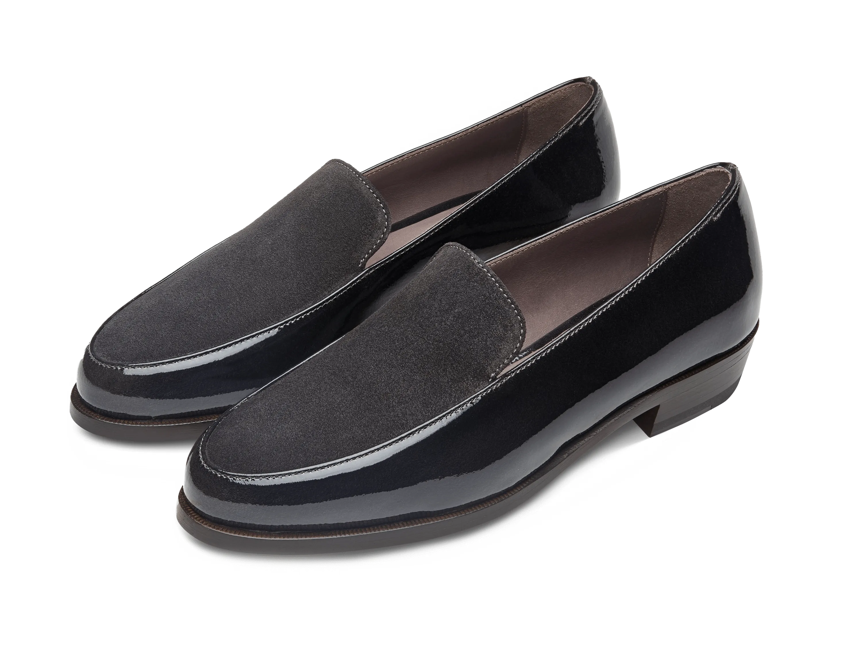 Ada Loafers in Peppercorn Patent and Glove Suede