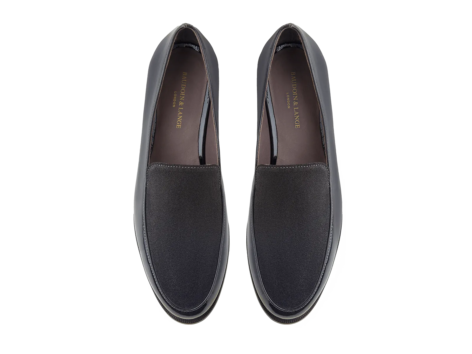 Ada Loafers in Peppercorn Patent and Glove Suede