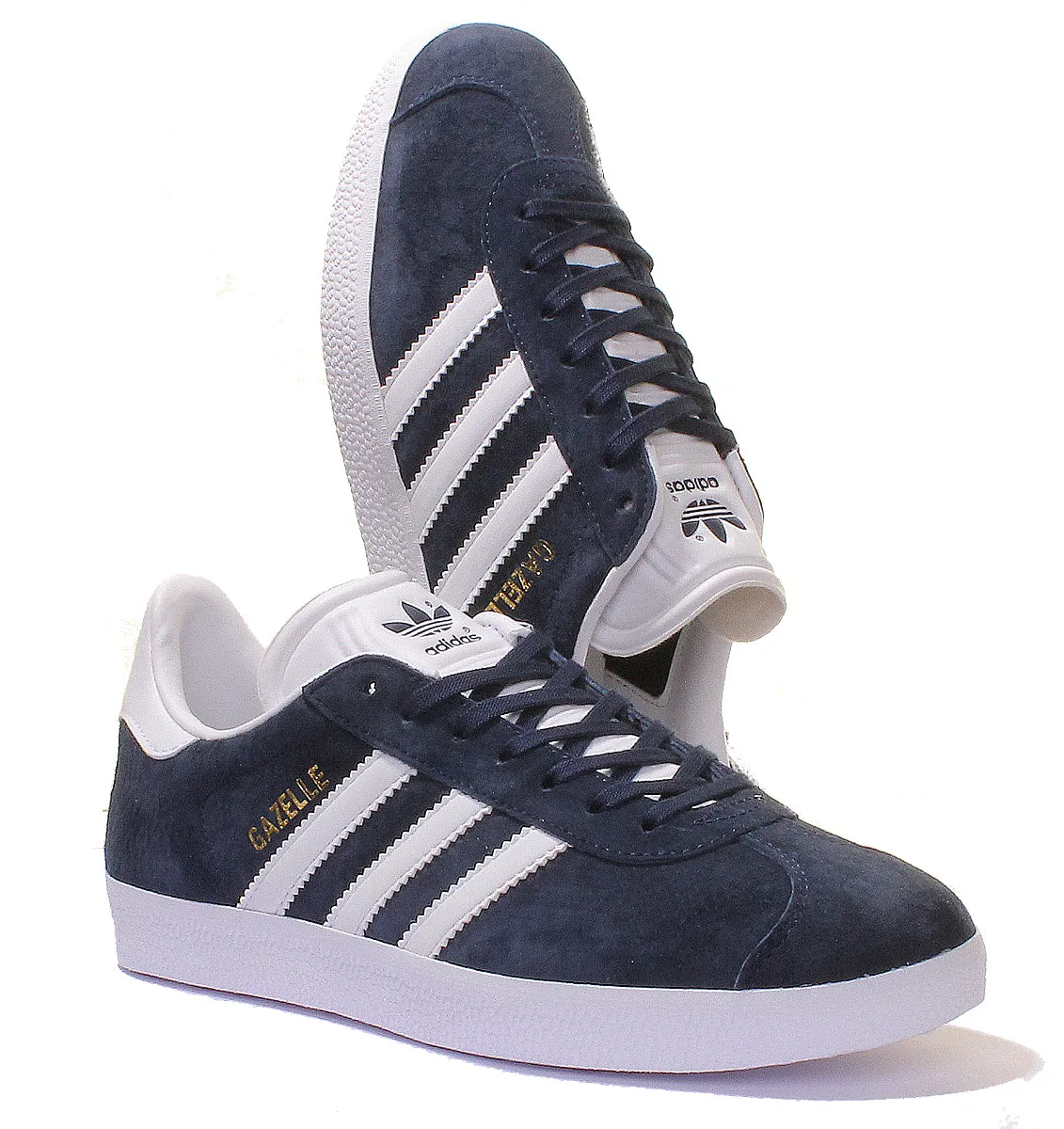 Adidas Gazelle Suede Leather Trainers In Navy White