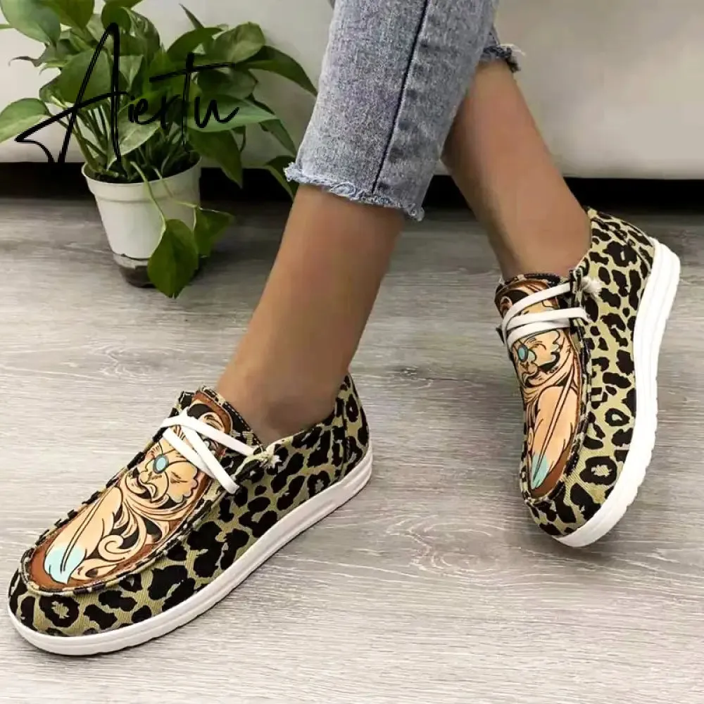 Aiertu Shoes Women Comfortable Flat Slip On Mujer Zapatillas Summer Vulcanize Canvas Sneakers Mocassin Female