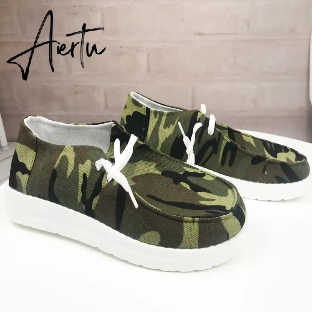 Aiertu Shoes Women Comfortable Flat Slip On Mujer Zapatillas Summer Vulcanize Canvas Sneakers Mocassin Female