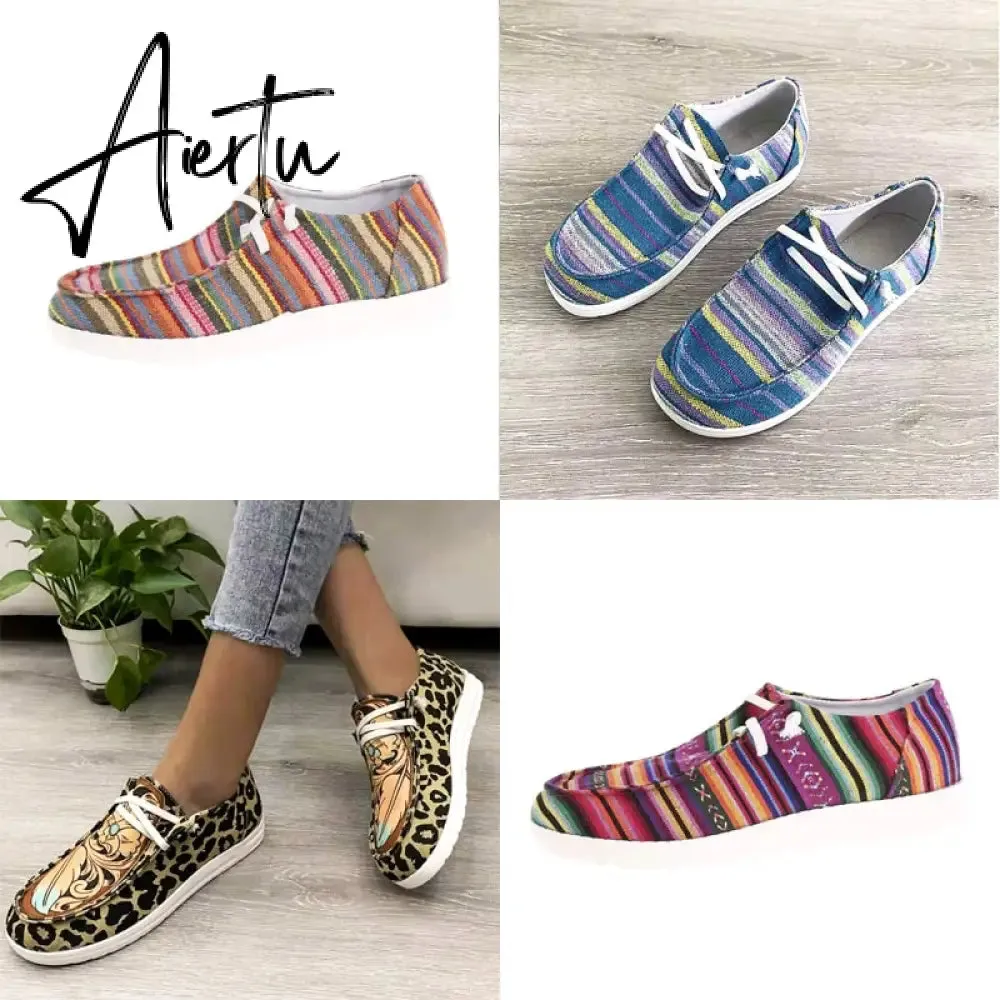 Aiertu Shoes Women Comfortable Flat Slip On Mujer Zapatillas Summer Vulcanize Canvas Sneakers Mocassin Female