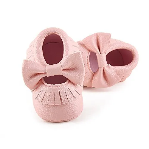 Baby & Toddler's Soft Sole Tassel Bowknot Moccasin Shoes, Pink