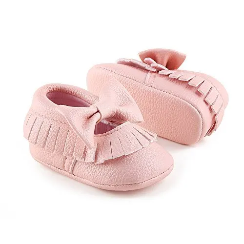 Baby & Toddler's Soft Sole Tassel Bowknot Moccasin Shoes, Pink