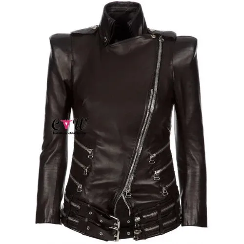 Balmain Women Black Double Zip Biker Moto Jacket