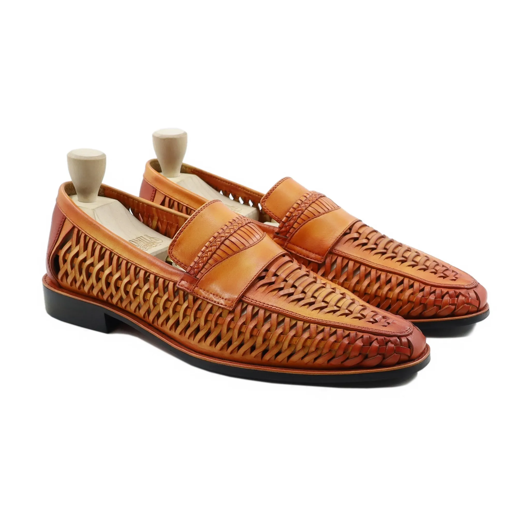 Barcelona - Men's Yellow Hand Woven Calf Leather Loafer