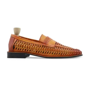 Barcelona - Men's Yellow Hand Woven Calf Leather Loafer