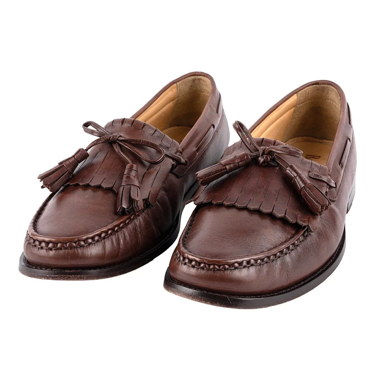 Bass Medallion Formal Slip Ons Leather Brown Colour For Men