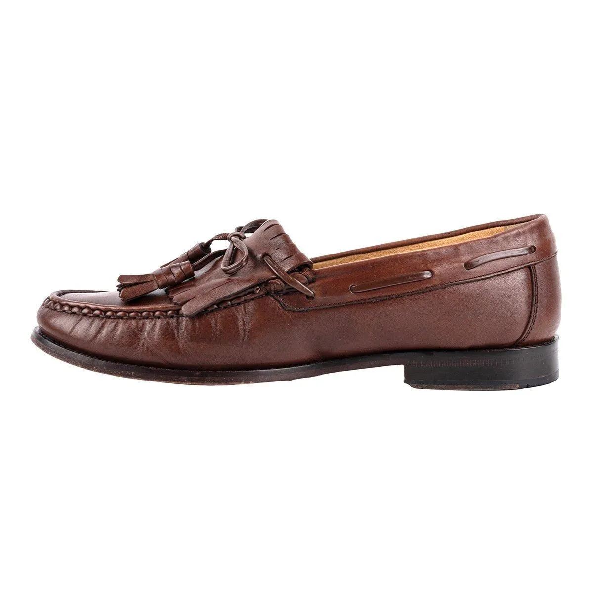 Bass Medallion Formal Slip Ons Leather Brown Colour For Men