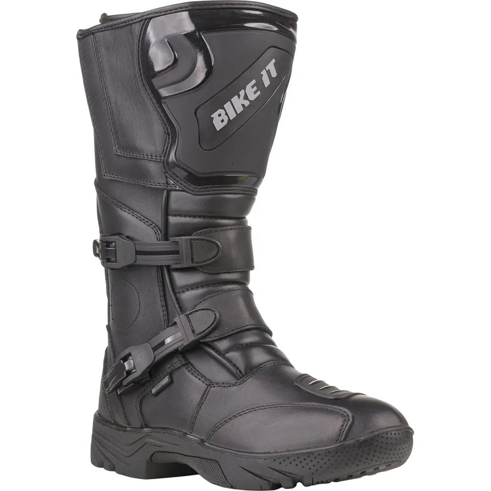 Bike It Triple-Black Motorcycle Adventure Boots Black