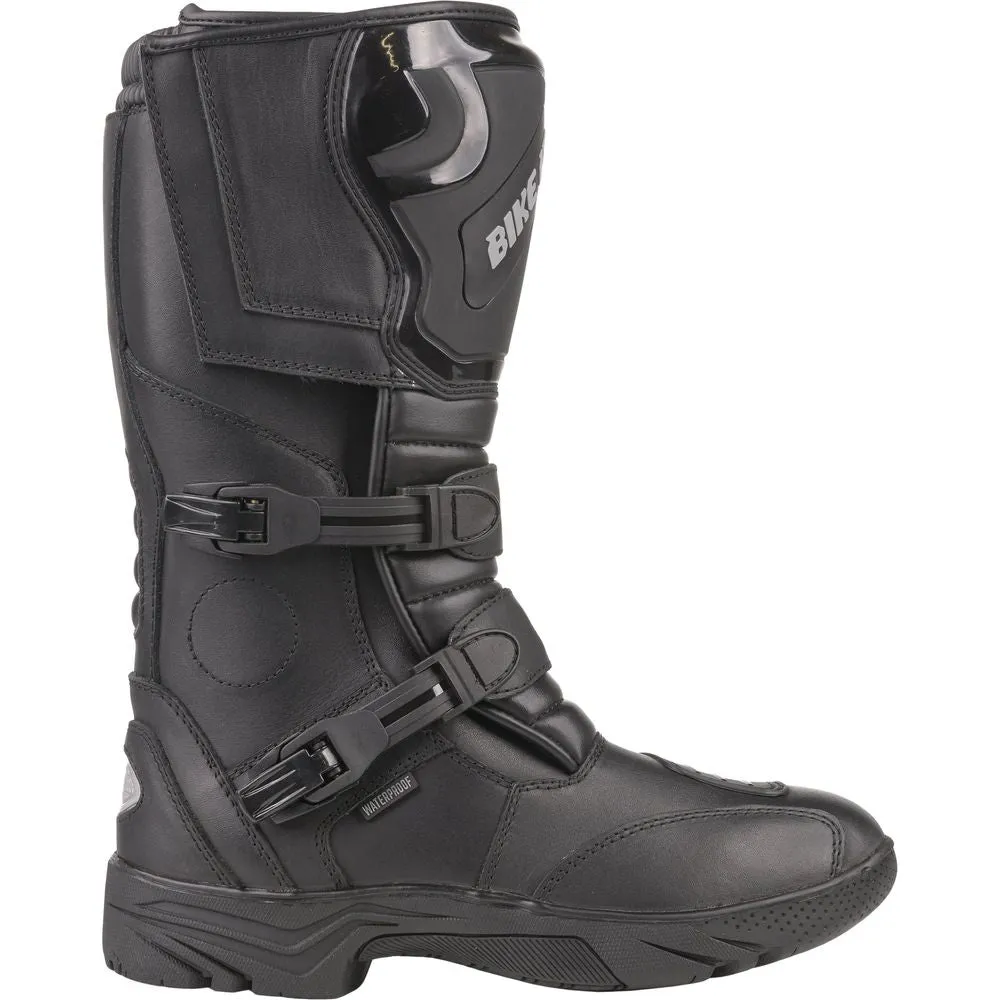 Bike It Triple-Black Motorcycle Adventure Boots Black