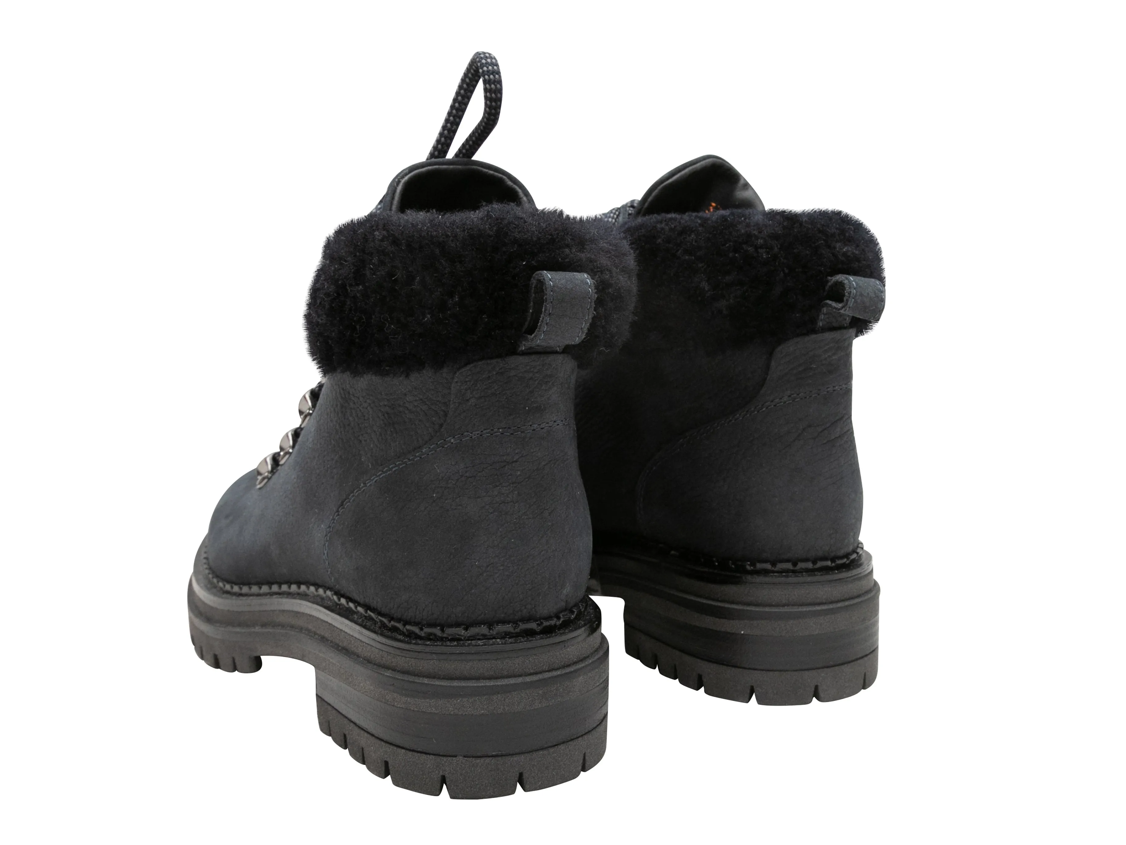 Black M.Gemi Leather & Shearling Combat Boots Size 37