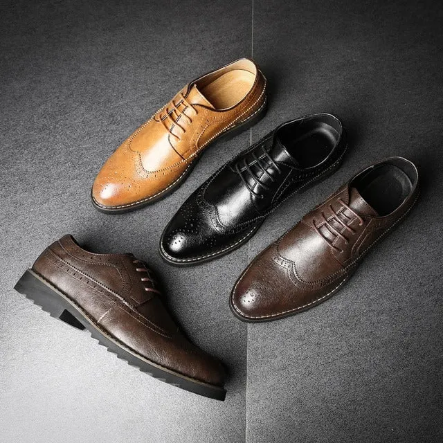 British Men Shoes Brogue Shoes Business Formal Shoes