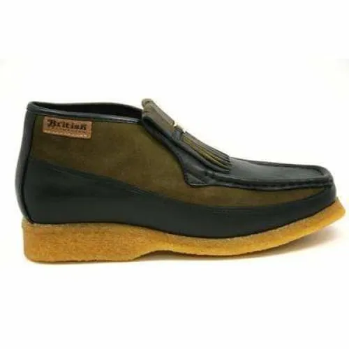 British Walkers Apollo Men's Green Leather and Suede Crepe Sole Slip On Boots