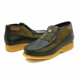 British Walkers Apollo Men's Green Leather and Suede Crepe Sole Slip On Boots