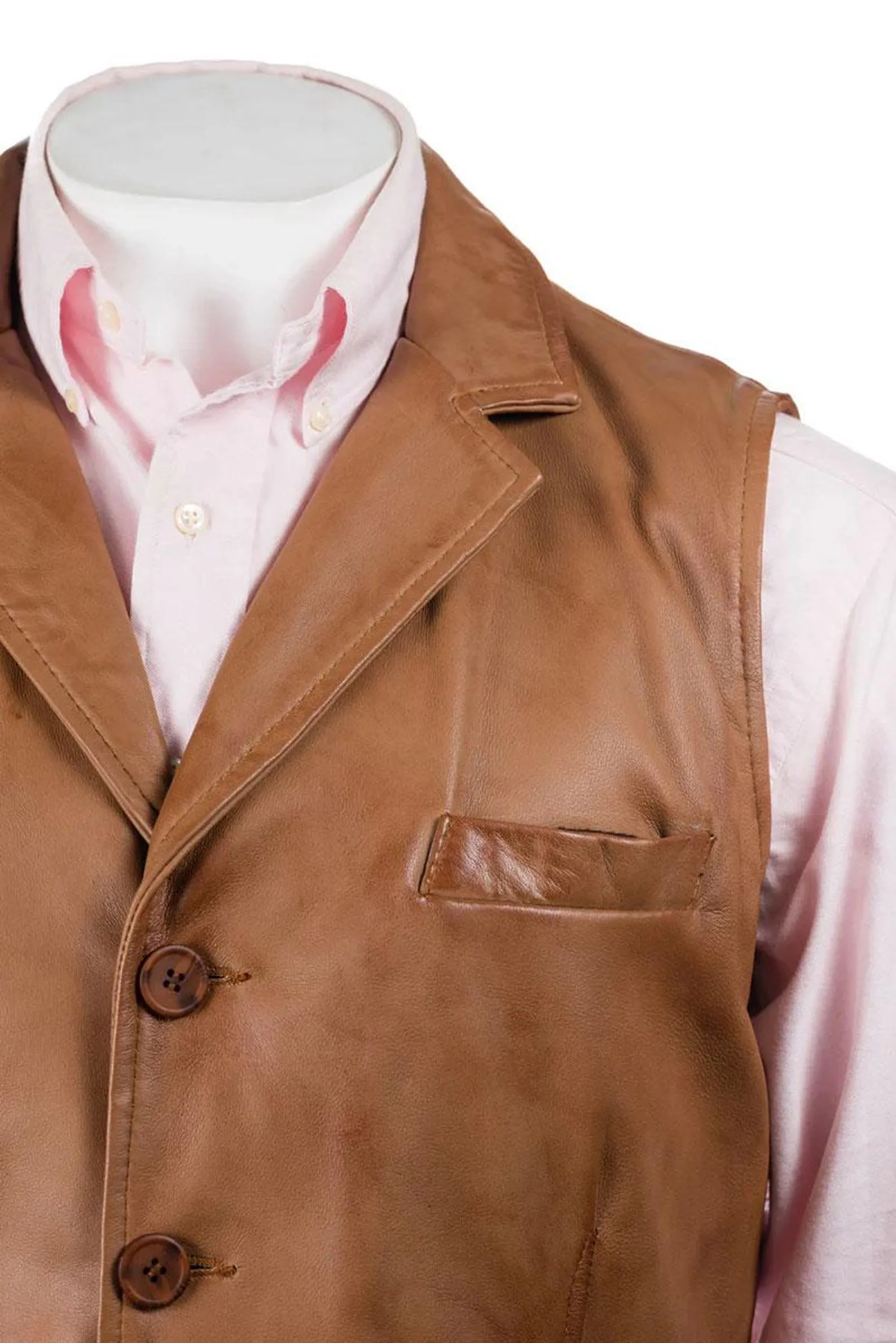 Brown Genuine Leather Biker Vest