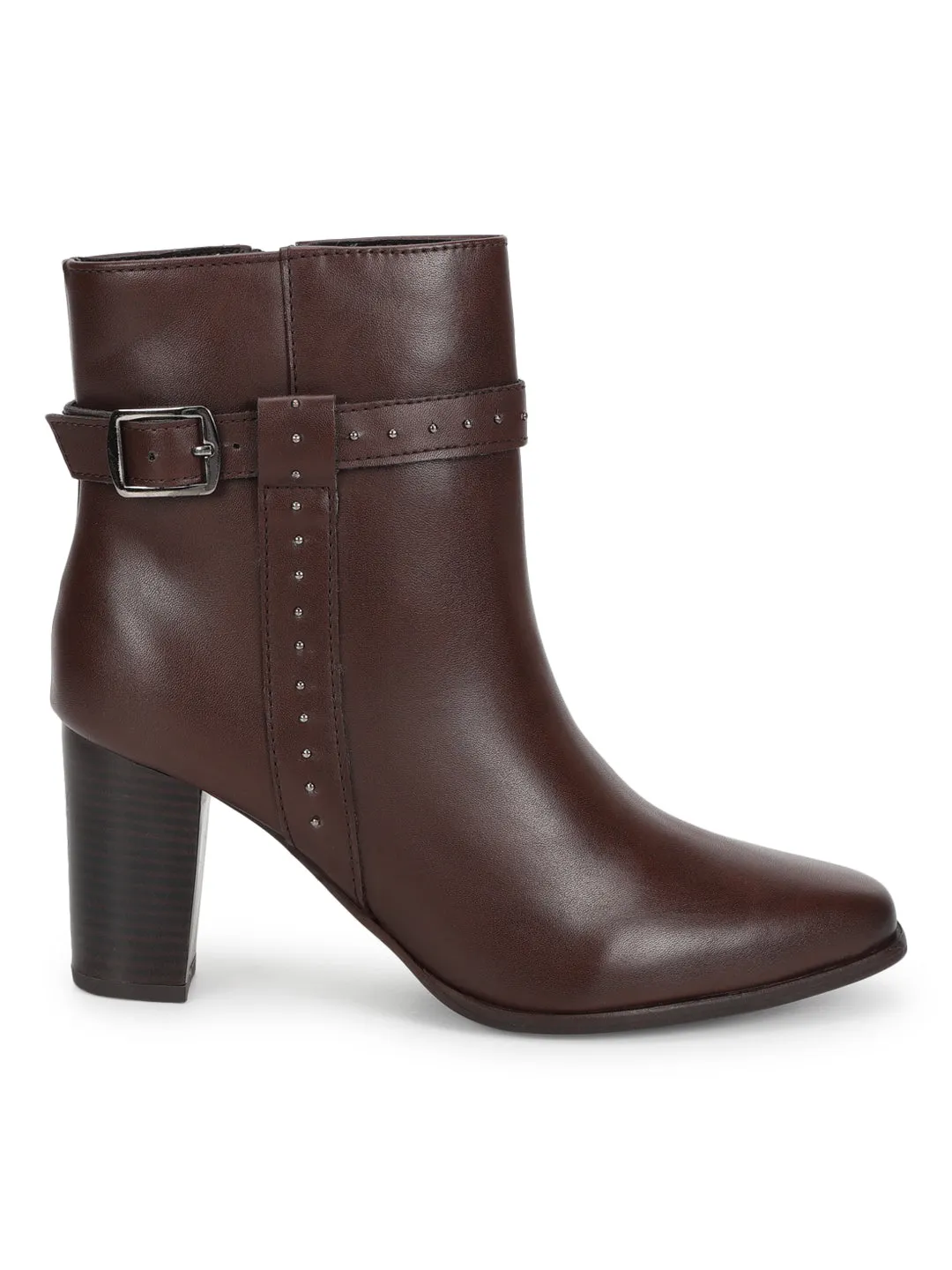 Brown PU Block Ankle Boots (TC-20892-BRO)