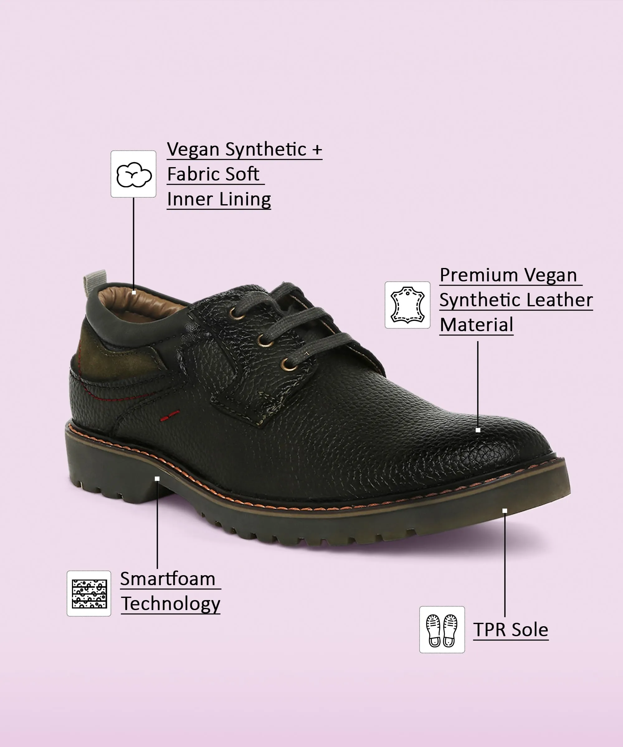 Buckaroo: Stefan Premium Vegan Synthetic Olive Casual Shoes for Mens