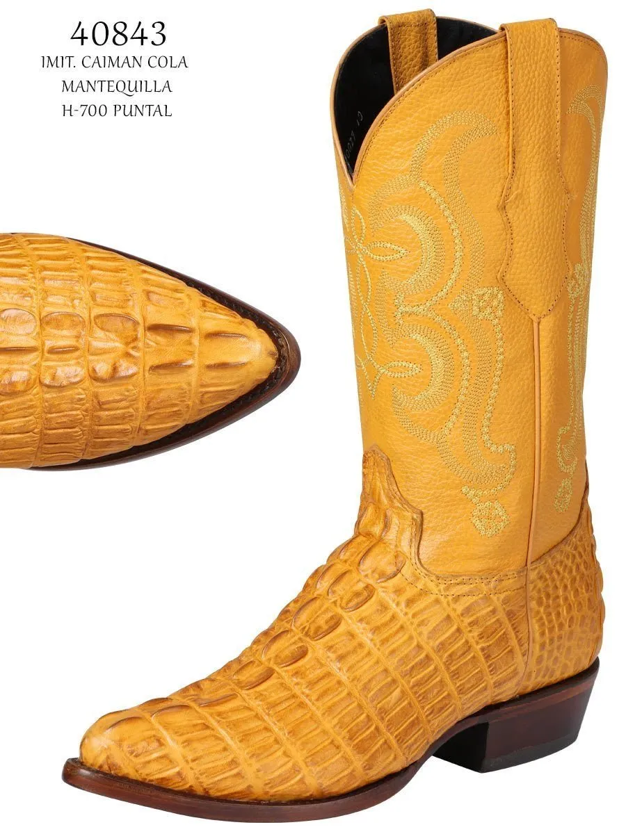 Caiman Tail Cowboy Boots for Men Imit 'El Senor De Los Cielos' *MANTEQUILLA-40843*