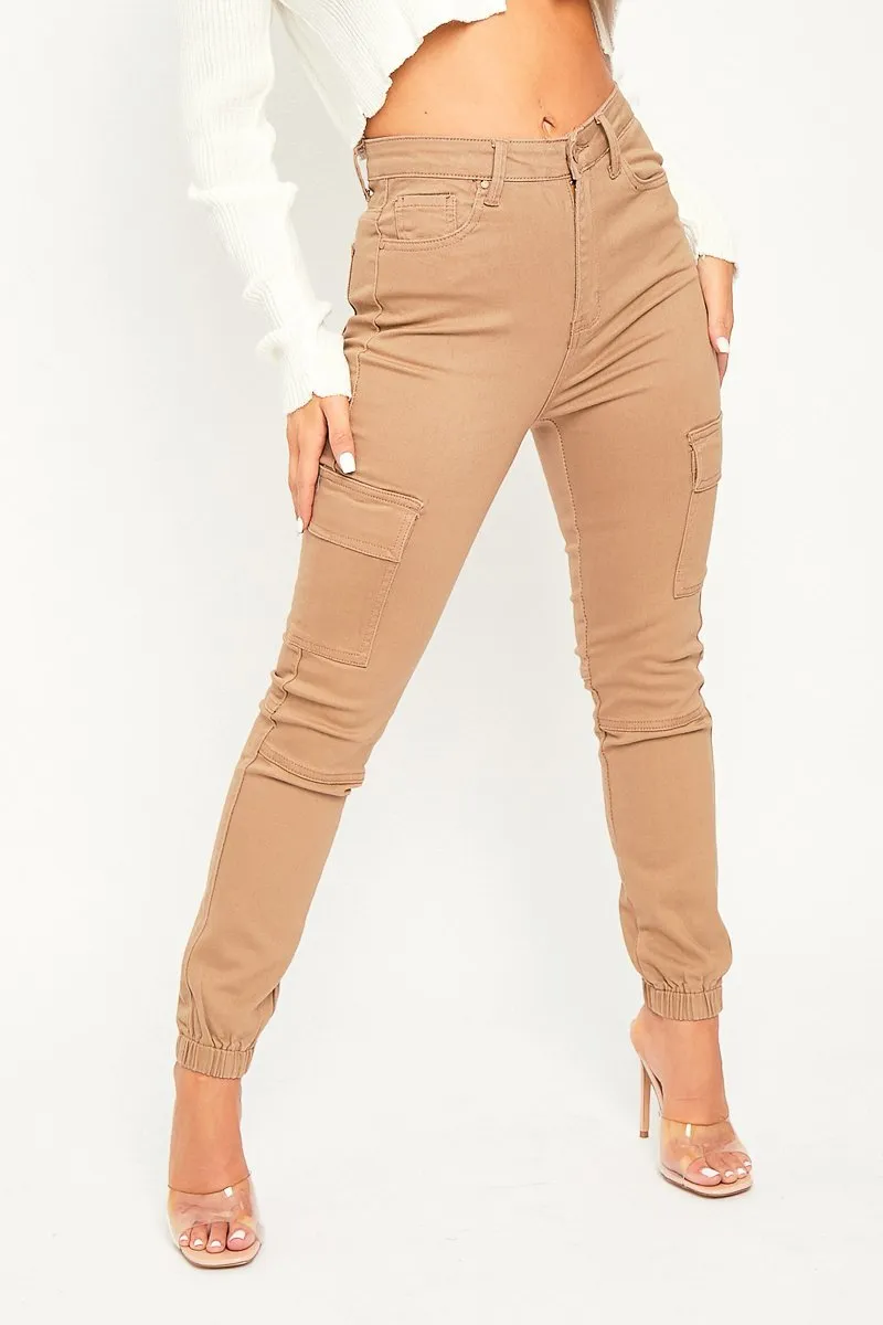 Camel Denim Cargo Jeans - Destany