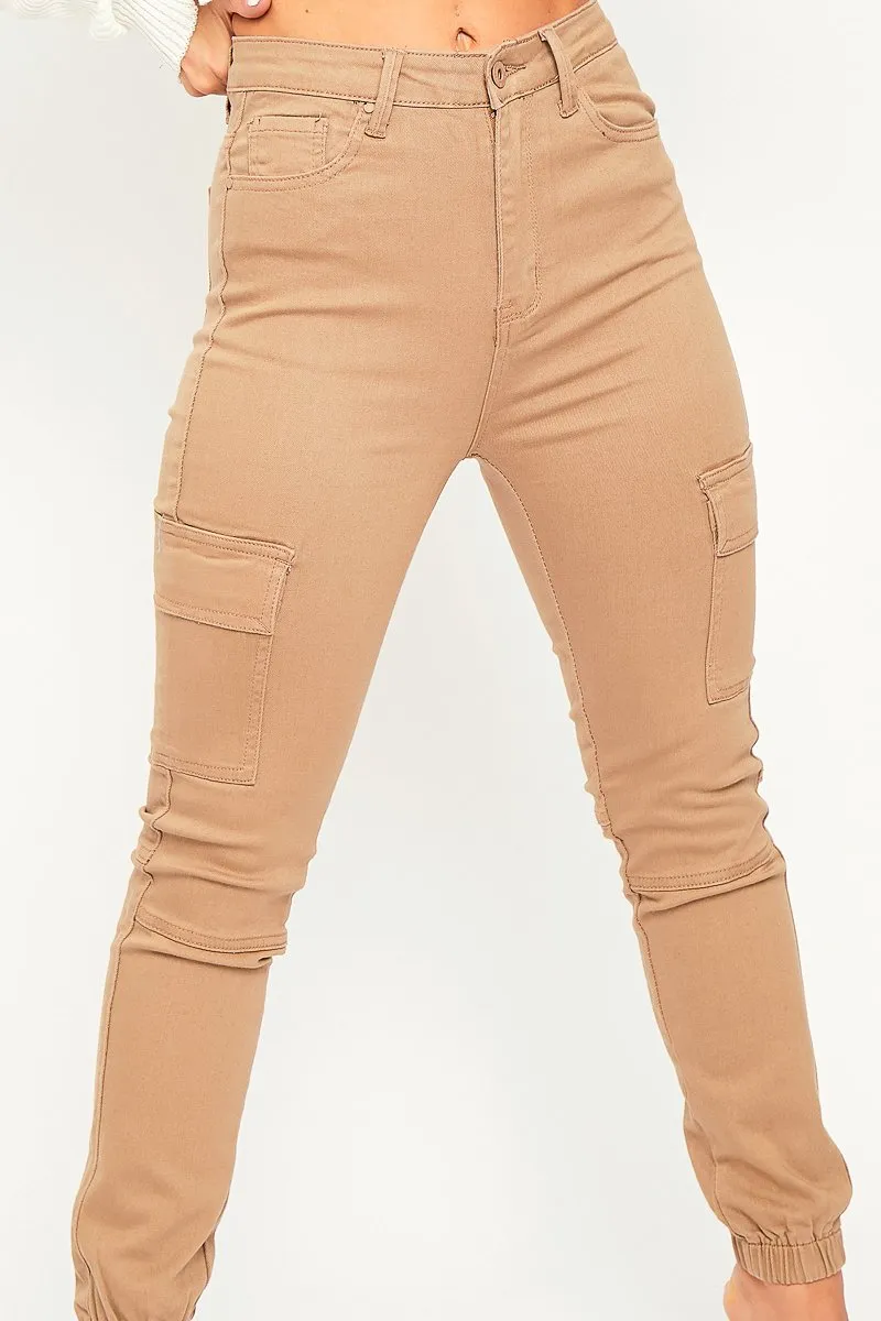 Camel Denim Cargo Jeans - Destany