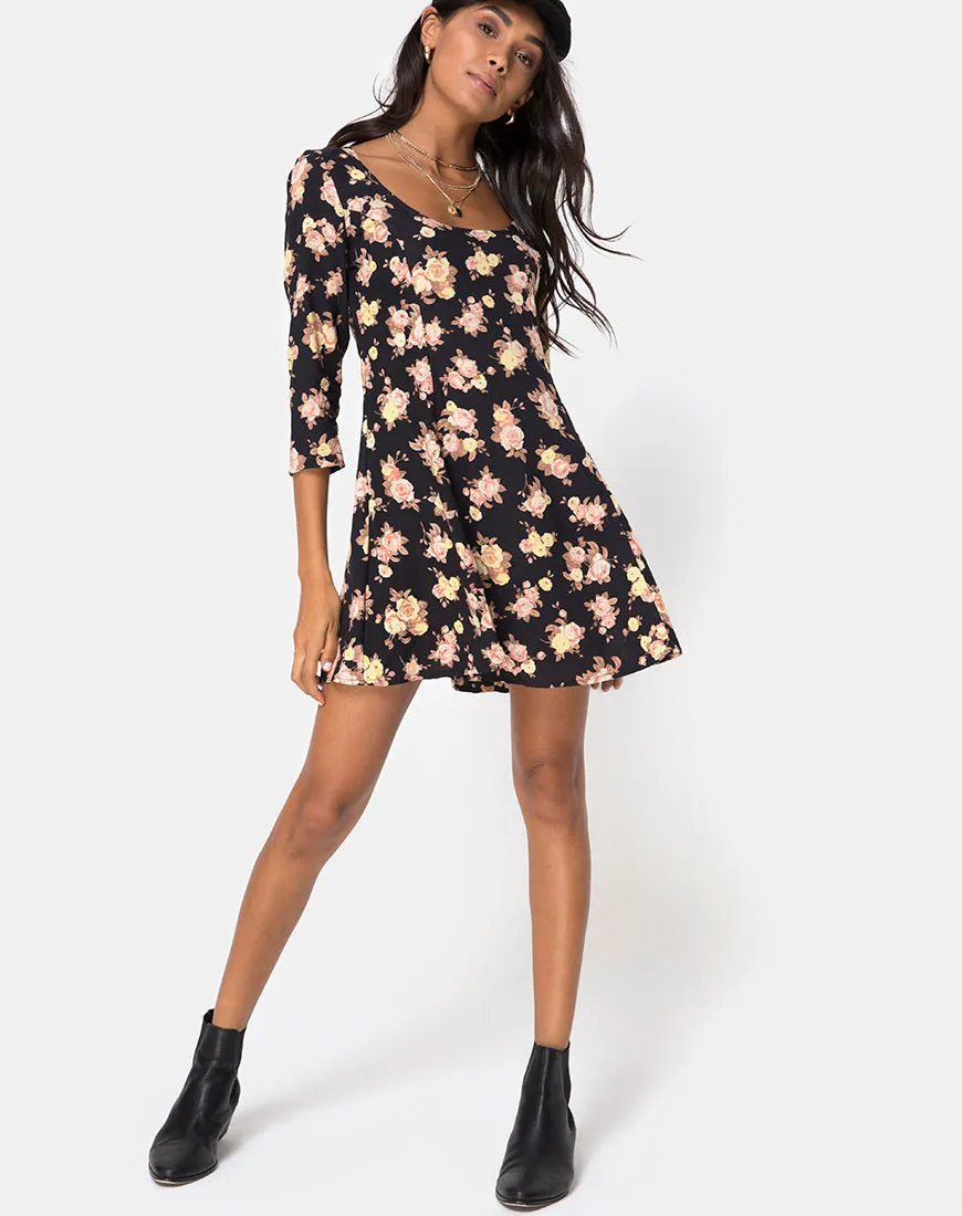 Camosa Swing Dress in Antique Rose Black