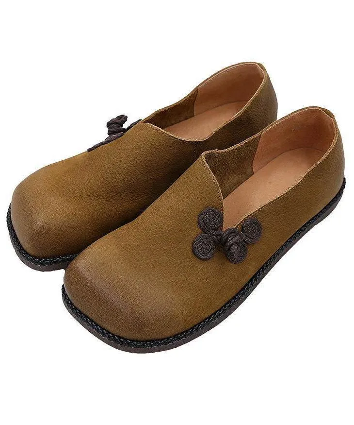 Casual Flat Shoes Yellow Faux Leather Loafer Shoes FA208