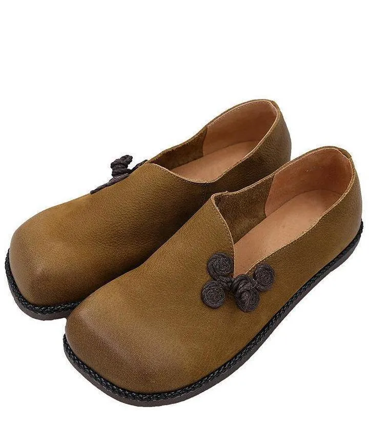 Casual Flat Shoes Yellow Faux Leather Loafer Shoes FA208