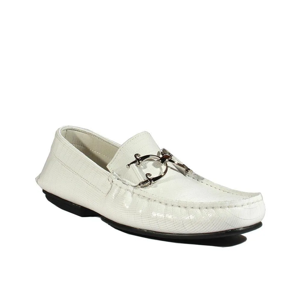 Cesare Paciotti Luxury Italian Men's Designer Shoes White Glass Leather Moccasins (CPM2352)