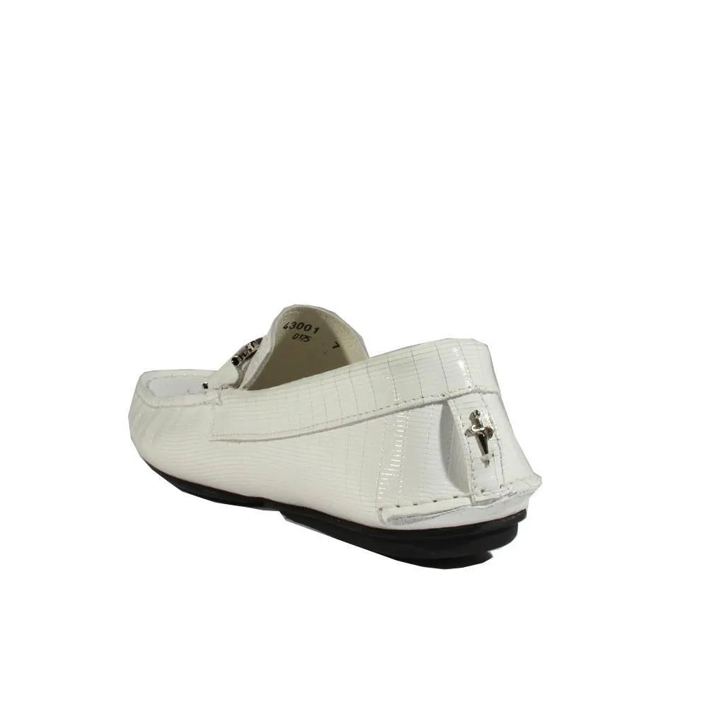 Cesare Paciotti Luxury Italian Men's Designer Shoes White Glass Leather Moccasins (CPM2352)