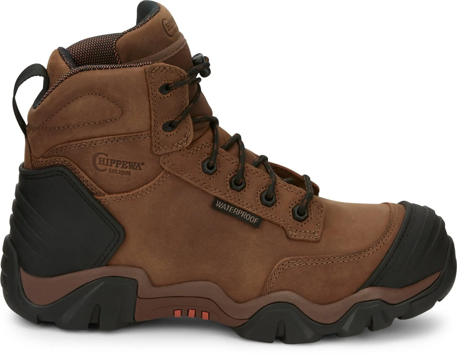 Chippewa Mens Cross Terrain 6in WP Hiker Bourbon Brown Leather Work Boots