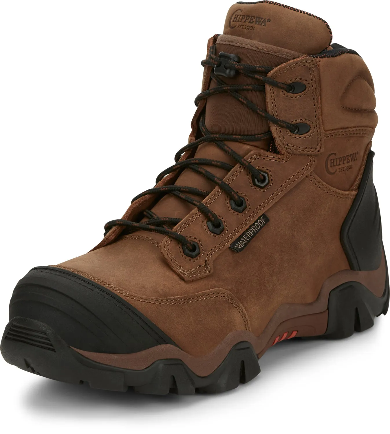 Chippewa Mens Cross Terrain 6in WP Hiker Bourbon Brown Leather Work Boots