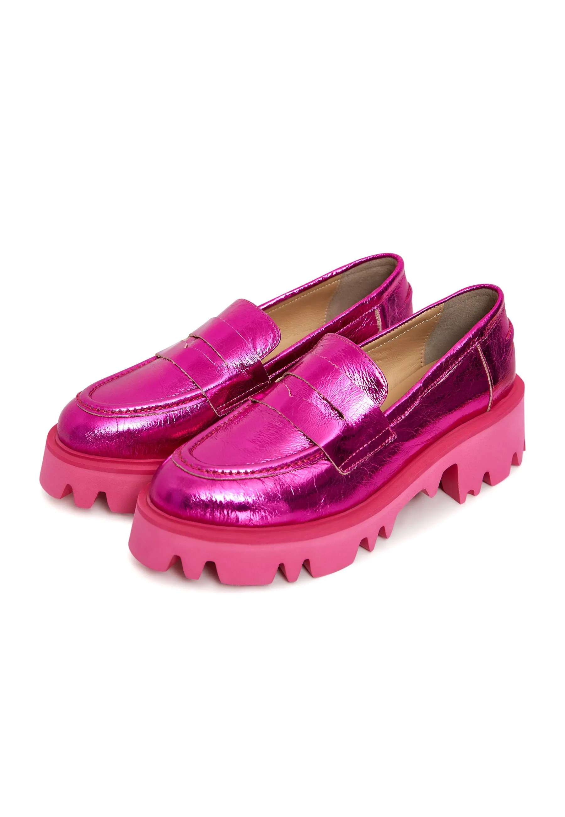 Chunky Platform Loafers - Fuchsia