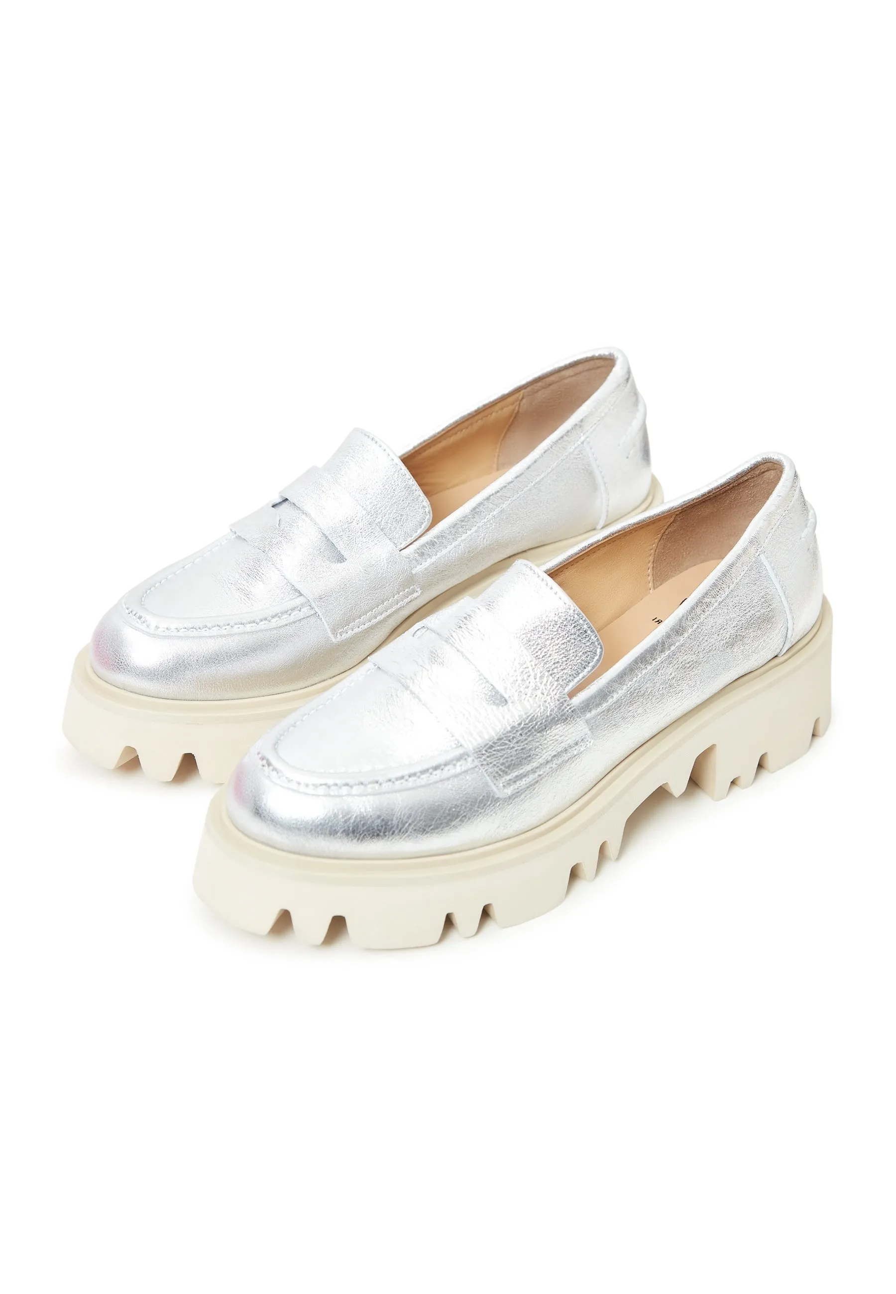 Chunky Platform Loafers - Silver