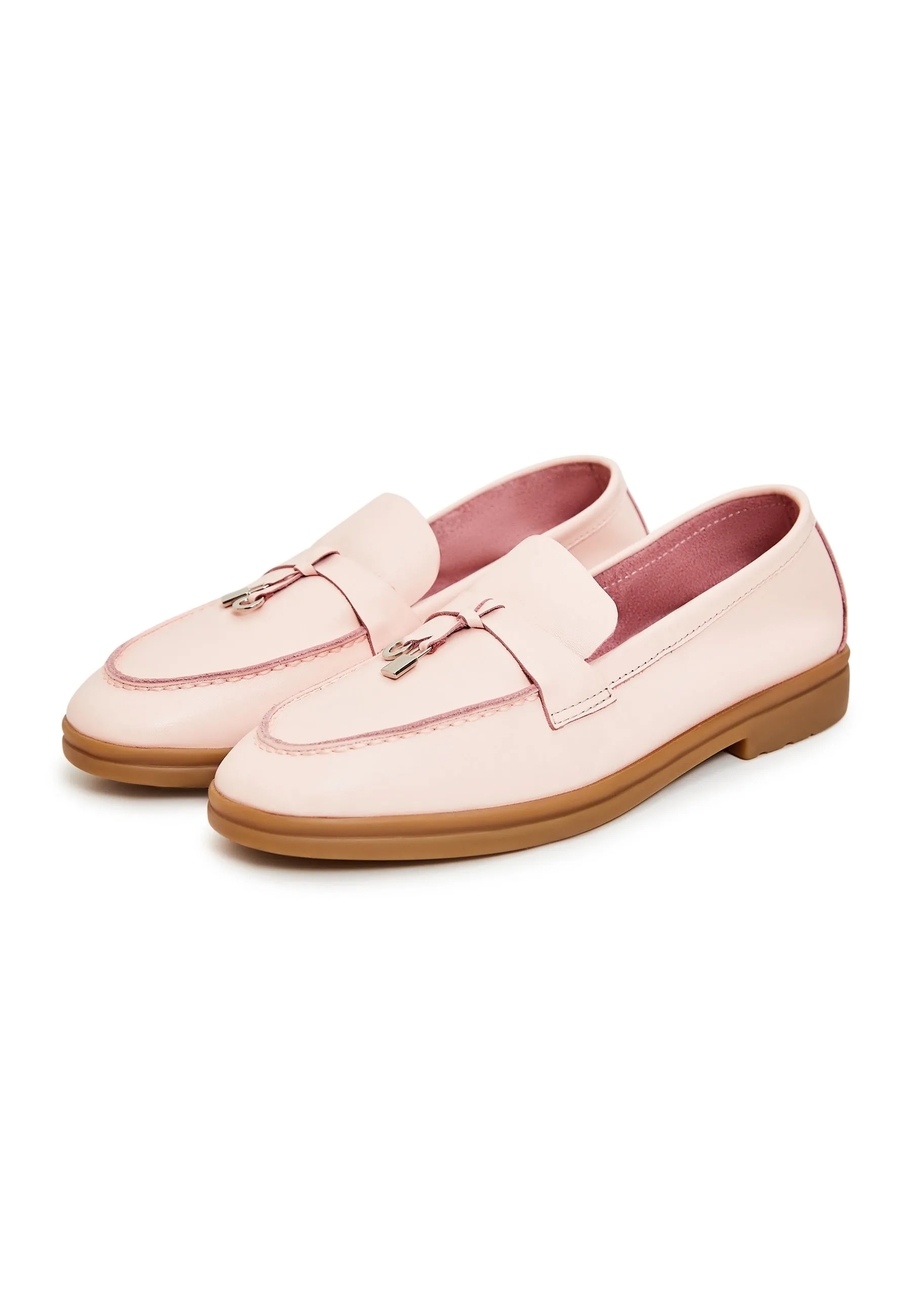 Classic Flat Sole Loafers - Pink