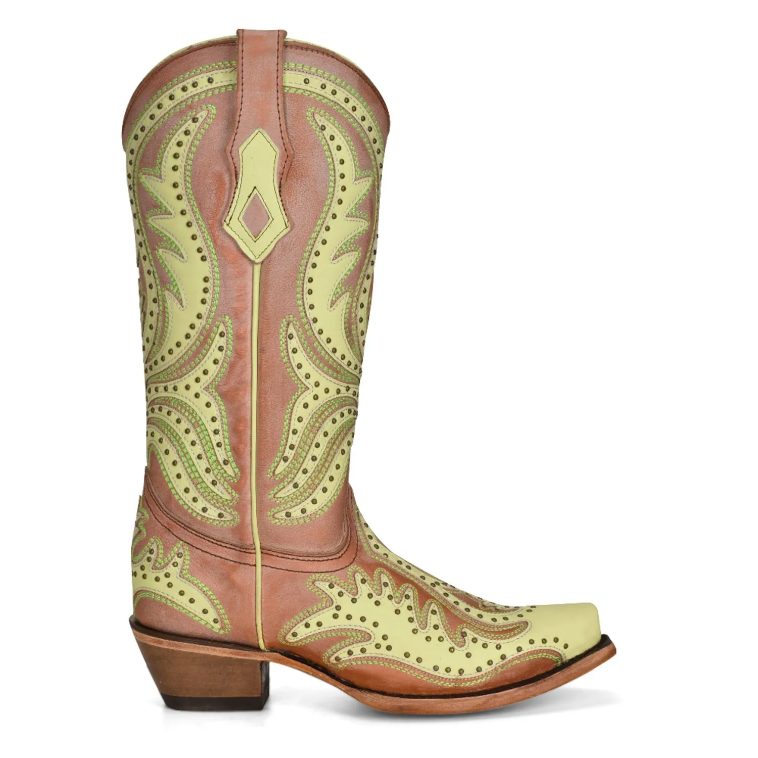 Corral Womens C3971 Neon Lime Green Leather Western Cowboy Boots