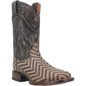 Dan Post Cowboy Certified Keaton Black/Tan Basketweave Broad Square Toe Boots for Men