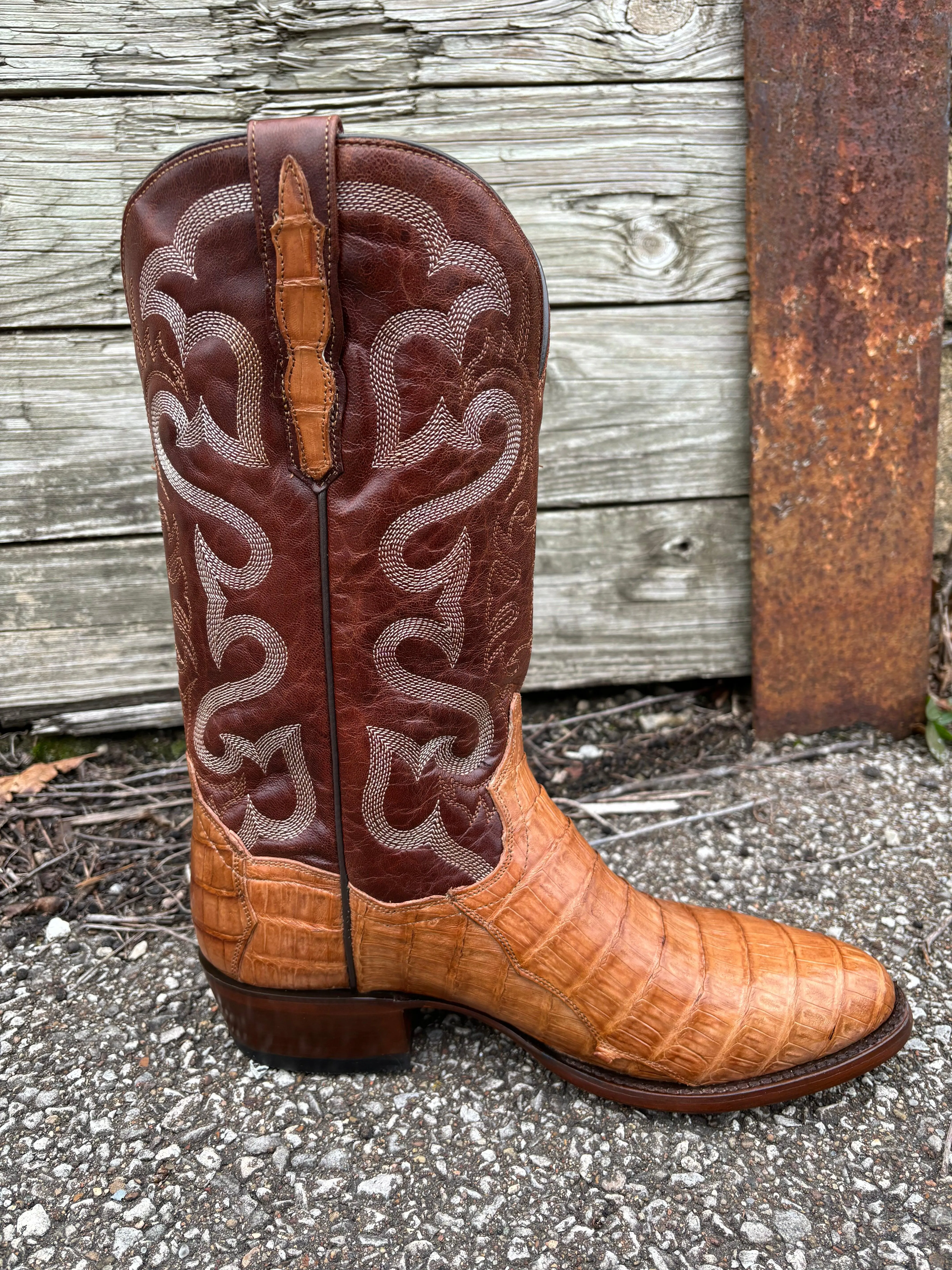 Dan Post Men's Primetime Tan Caiman Round Toe Cowboy Boots DP3096