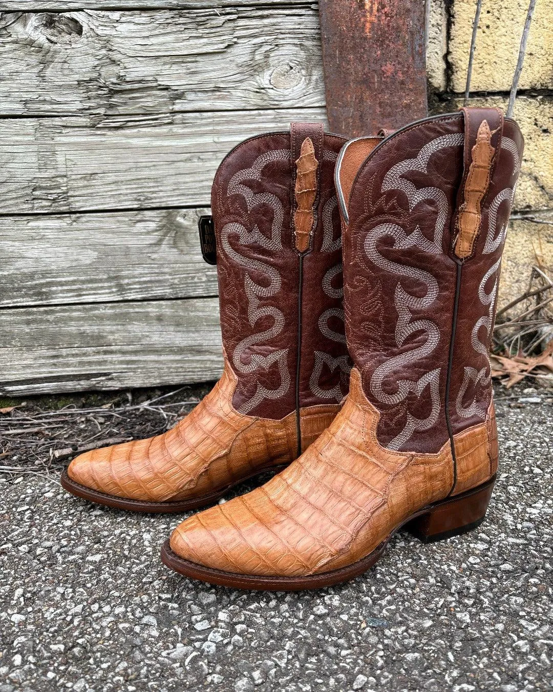 Dan Post Men's Primetime Tan Caiman Round Toe Cowboy Boots DP3096