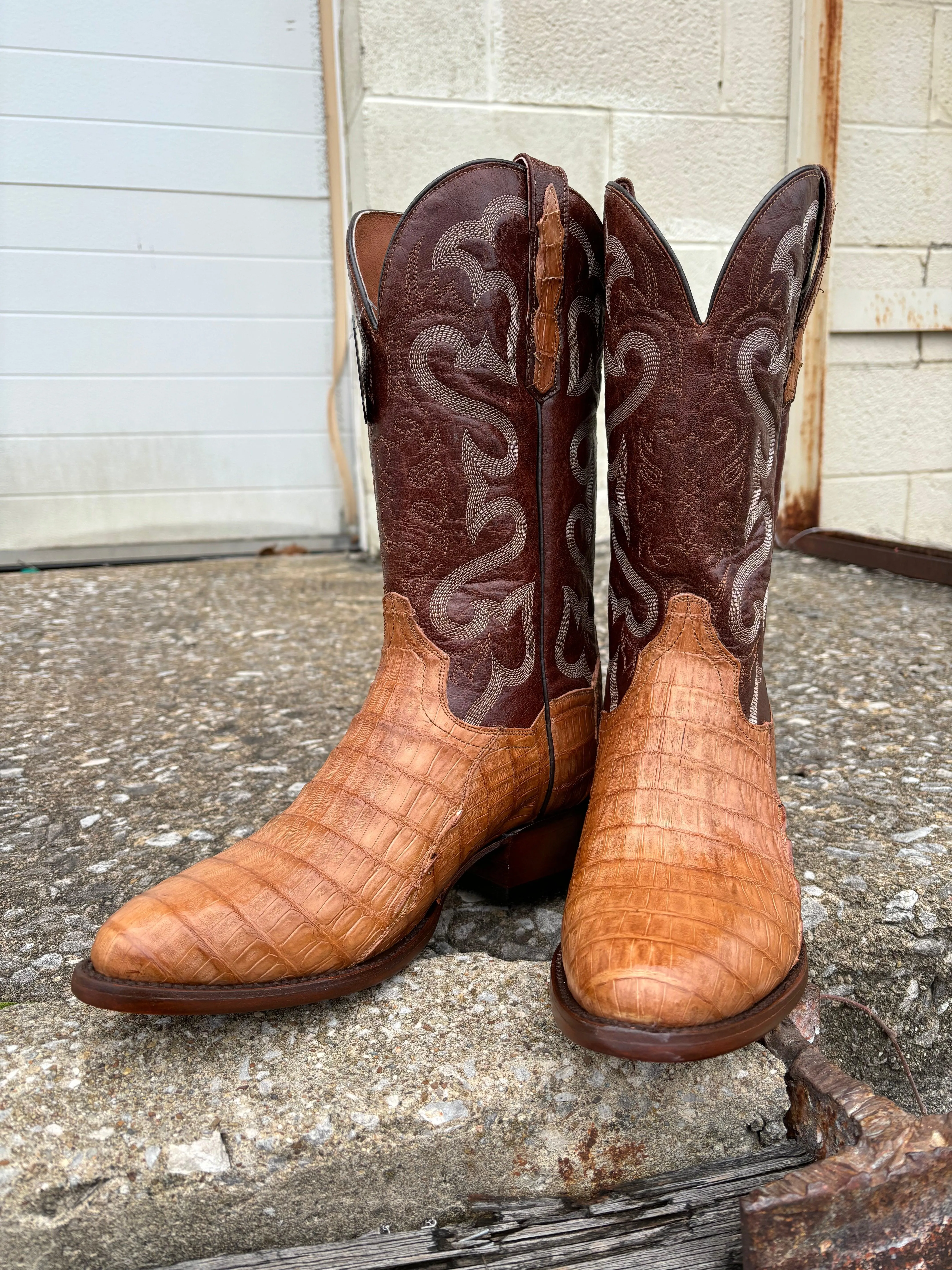 Dan Post Men's Primetime Tan Caiman Round Toe Cowboy Boots DP3096