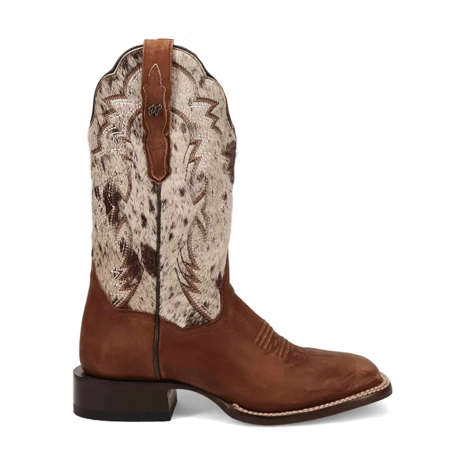 Dan Post Womens Clarabelle Brown/White Hair-On Cowhide Cowboy Boots