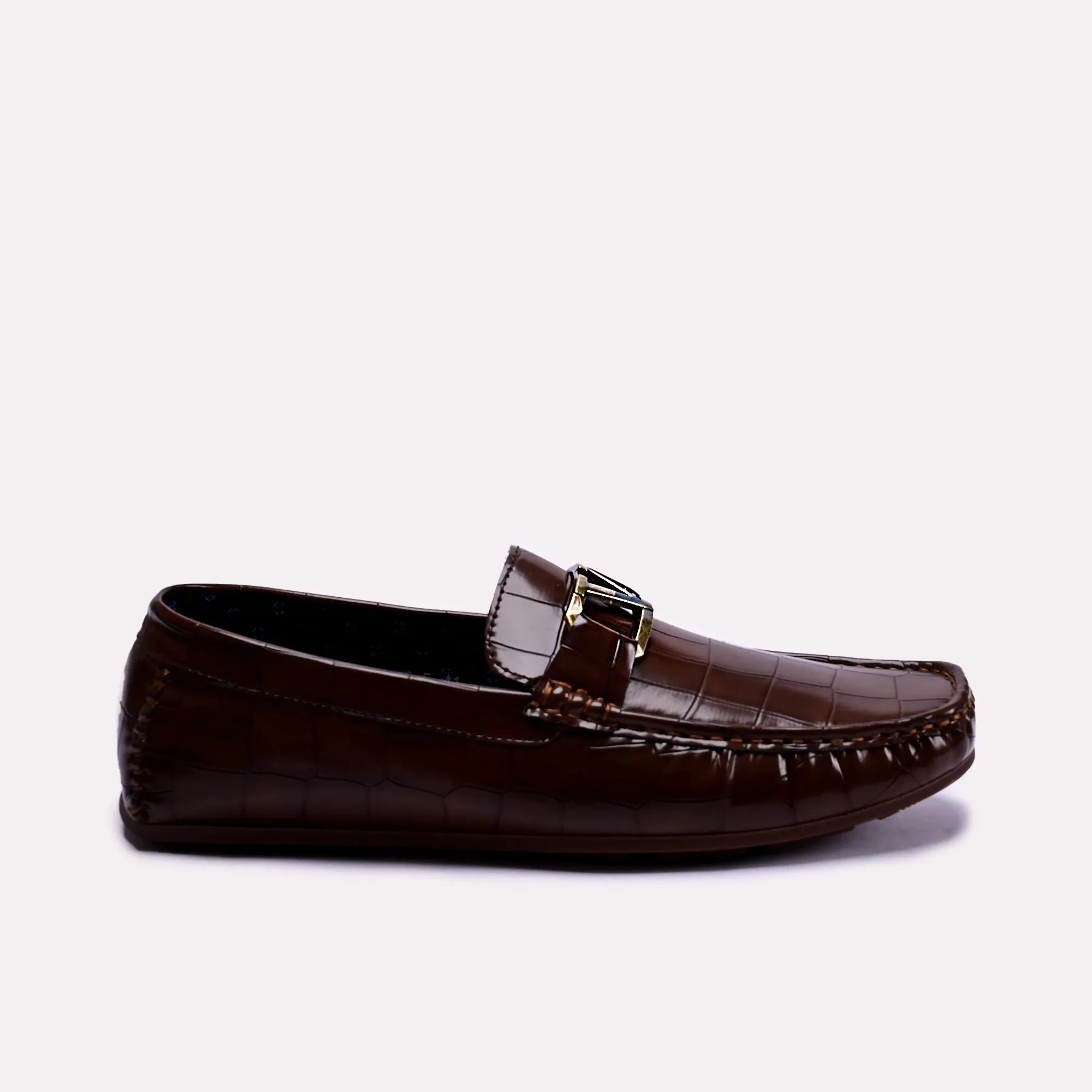 Davis Brown Textured Loafers 0130784