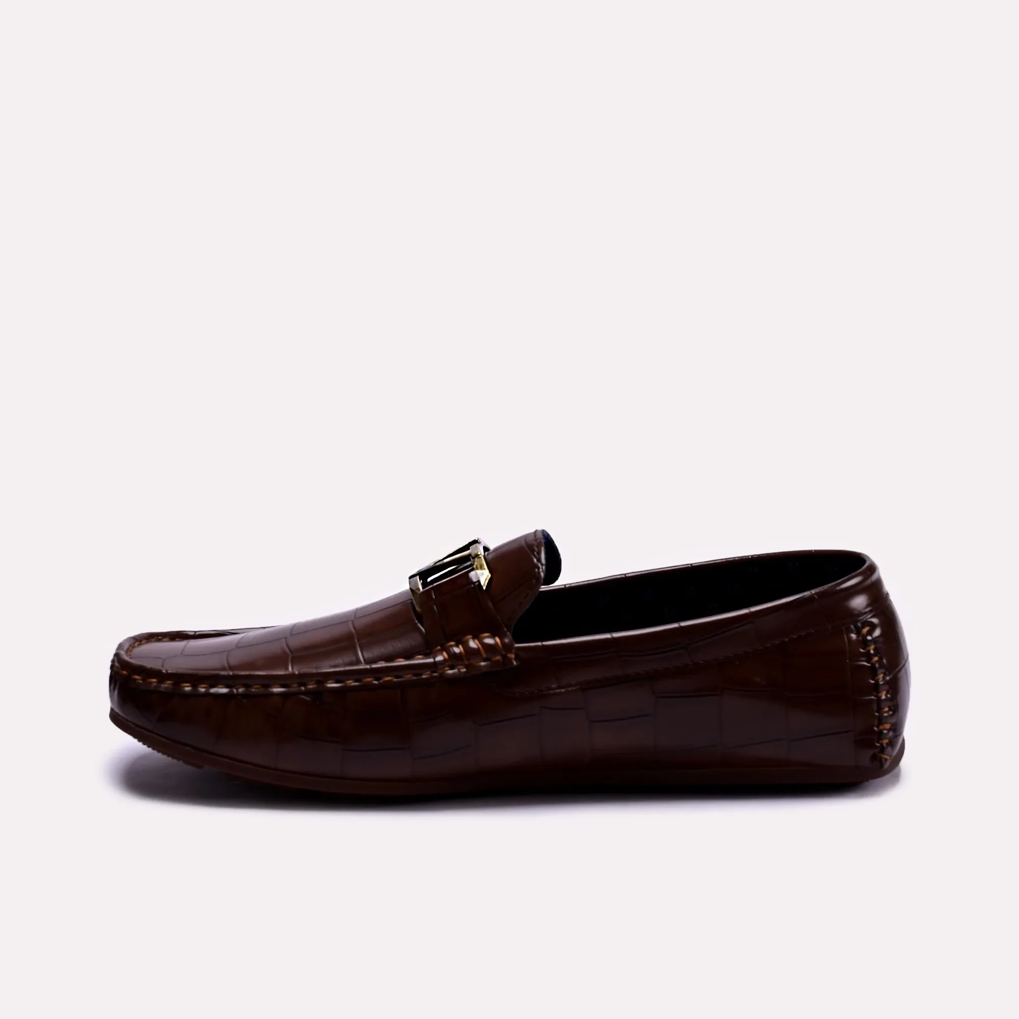 Davis Brown Textured Loafers 0130784